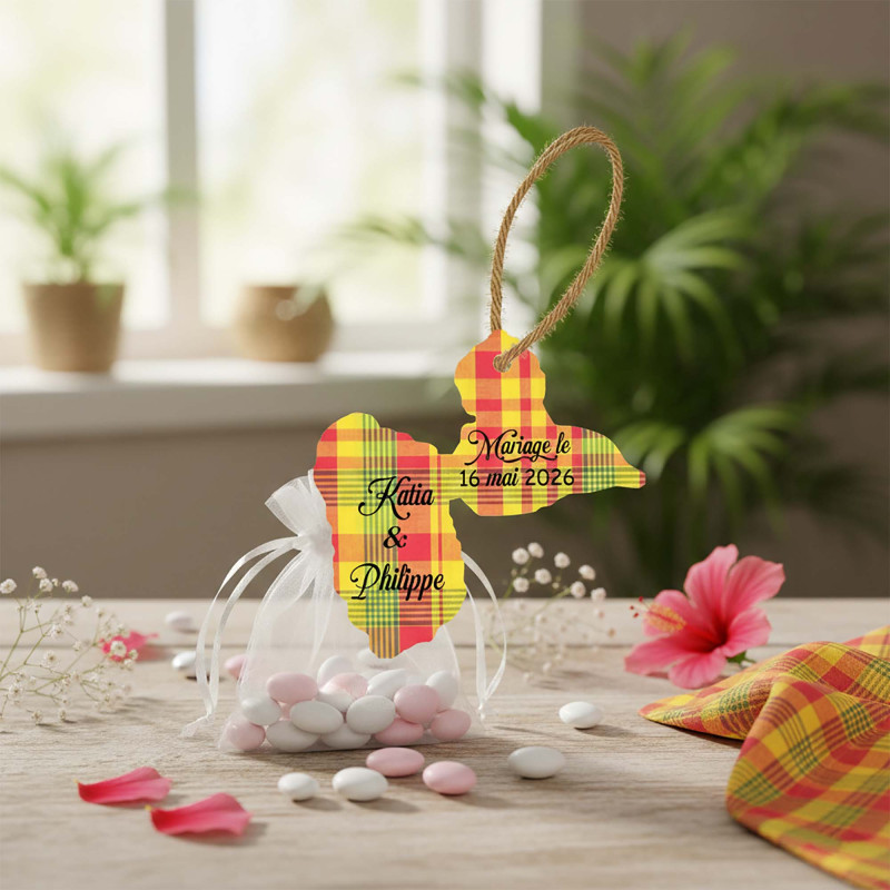 Étiquette carte Guadeloupe 971 Madras Rouge