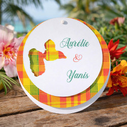 Faire-part mariage rond Madras – Guadeloupe