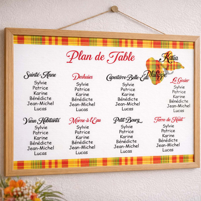 Plan de table Madras rouge – Guadeloupe