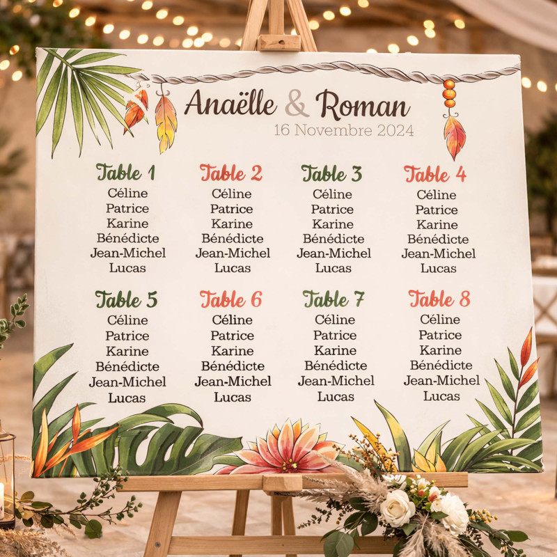 Plan de table personnalisé portrait ou paysage – Collection Boho