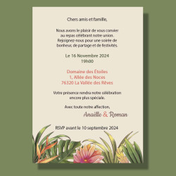 Carte repas personnalisée – Collection Boho