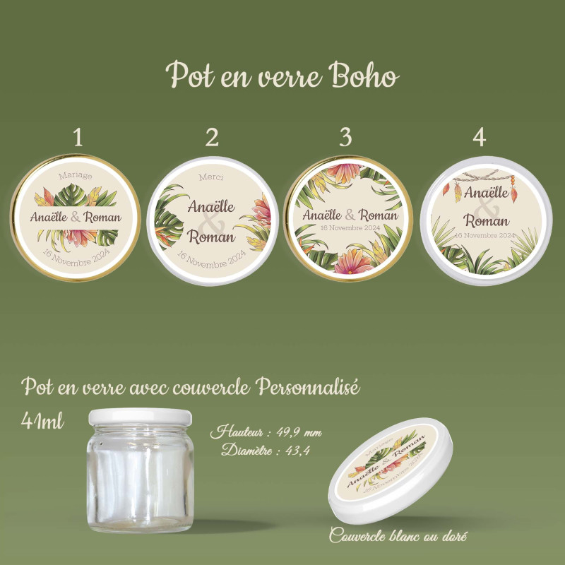 Pot en verre personnalisé – Collection Boho