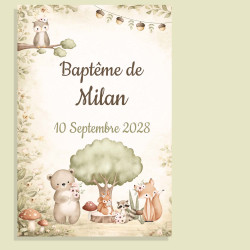 Invitation baptême ou anniversaire – Collection Les Amis de la Forêt