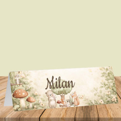 Marque-place chevalet personnalisé – Collection Les Amis de la Forêt