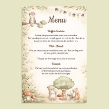 Menu baptême personnalisé – Collection Les Amis de la Forêt