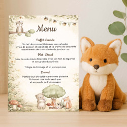 Menu baptême personnalisé – Collection Les Amis de la Forêt