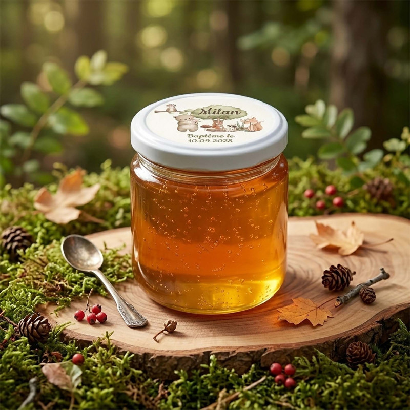 Pot en verre personnalisé – Collection Les Amis de la Forêt