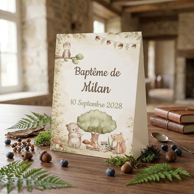 Boîte à dragées personnalisée – Collection Les Amis de la Forêt