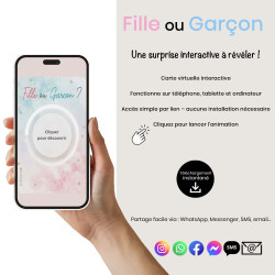 Carte animation virtuelle – Révélation genre pastel – C’est une fille
