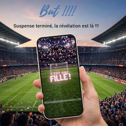 Carte animation virtuelle – Révélation genre football – Tir au but – fille