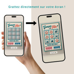 Carte à gratter virtuelle Rétro Morpion – Révélation C’est une fille