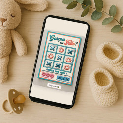 Carte à gratter virtuelle Rétro Morpion – Révélation C’est un garçon