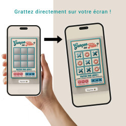 Carte à gratter virtuelle Rétro Morpion – Révélation C’est un garçon
