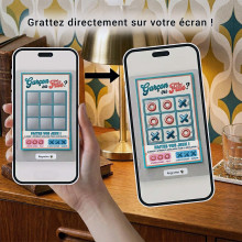 Carte à gratter virtuelle Rétro Morpion – Révélation C’est une fille