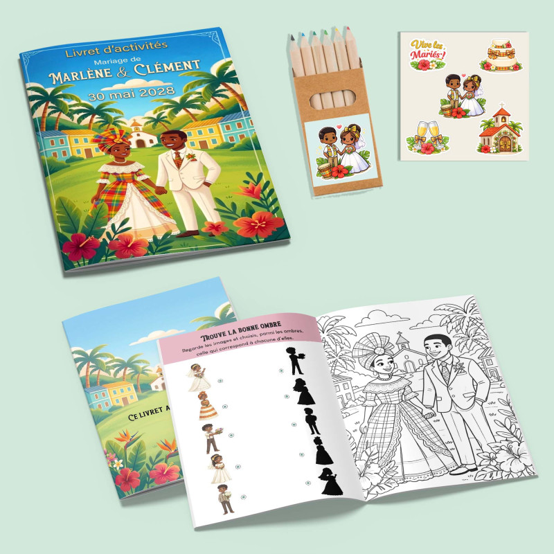 Livret d’activités mariage créole – Jeux et coloriages enfants