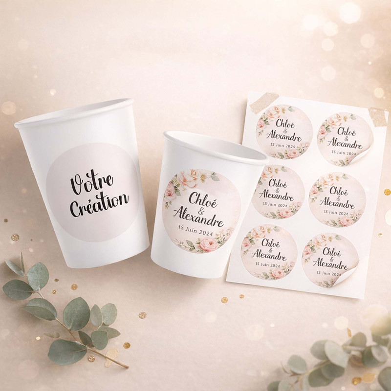 Stickers gobelets personnalisés – impression de votre visuel