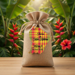 Étiquette Guyane personnalisée – carte Guyane 973 Madras rouge