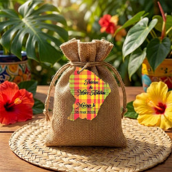 Étiquette Guyane personnalisée – carte Guyane 973 Madras rouge