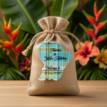 Étiquette Guyane personnalisée – carte Guyane 973 Madras bleu