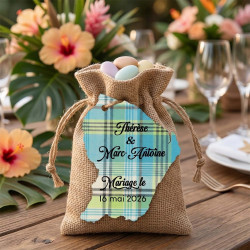 Étiquette Guyane personnalisée – carte Guyane 973 Madras bleu