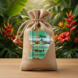 Étiquette Guyane personnalisée – carte Guyane 973 Madras vert