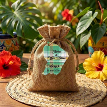 Étiquette Guyane personnalisée – carte Guyane 973 Madras vert