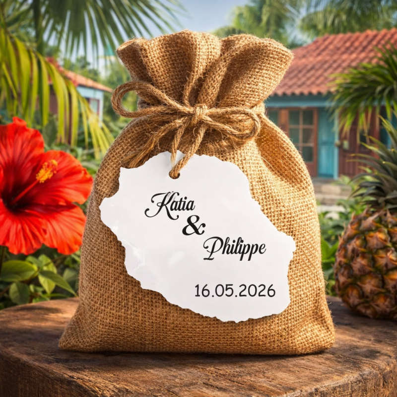 Étiquette Réunion personnalisée – carte Réunion 974