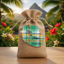 Étiquette Réunion personnalisée – carte Réunion 974 Madras vert