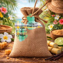 Étiquette Guadeloupe personnalisée – carte Gwada 971 Madras vert