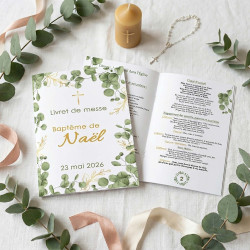 Livret de messe baptême Eucalyptys