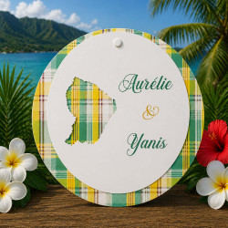 Faire-part mariage rond Madras – Guyane