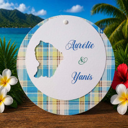 Faire-part mariage rond Madras – Guyane