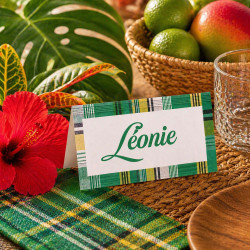 Marque-place chevalet personnalisé Madras – Rouge, bleu ou vert