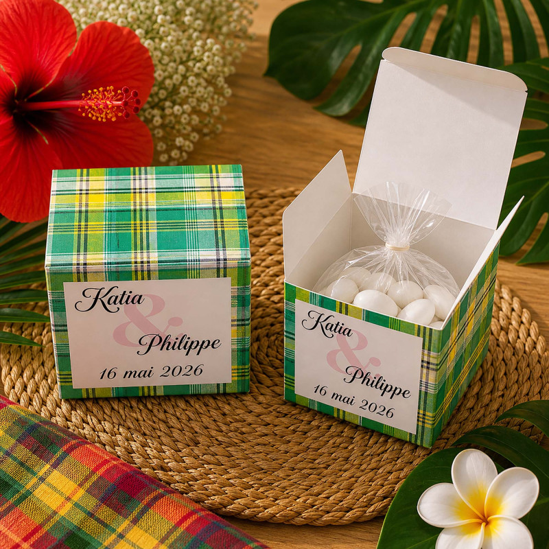 Boîte Carrée Personnalisée – Collection Dom-Tom Madras