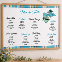 Plan de table Guadeloupe Madras bleu – Affiche ou toile personnalisée