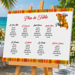 Plan de table Martinique Madras rouge – Affiche ou toile personnalisée
