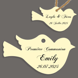 Étiquette en Forme d'oiseau - Fond blanc ou ivoire