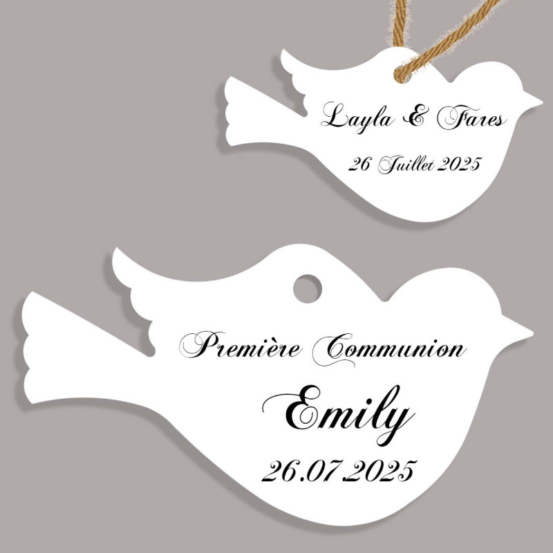 Étiquette en Forme d'oiseau - Fond blanc ou ivoire