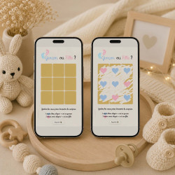Carte virtuelle à gratter – Révélation de genre garçon • Morpion cœurs