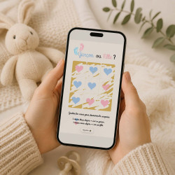 Carte virtuelle à gratter – Révélation de genre garçon • Morpion cœurs