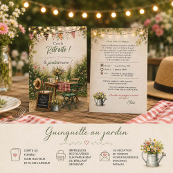 Carte invitation départ à la retraite – Guinguette au jardin