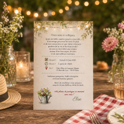 Carte invitation départ à la retraite – Guinguette au jardin