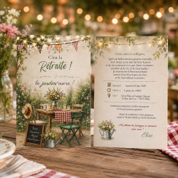 Carte invitation départ à la retraite – Guinguette au jardin