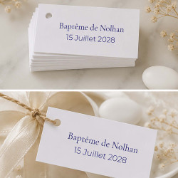 Étiquette rectangulaire baptême personnalisée – Minimaliste