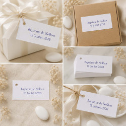 Étiquette rectangulaire baptême personnalisée – Minimaliste