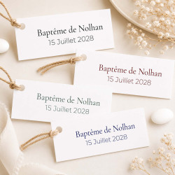 Étiquette rectangulaire baptême personnalisée – Minimaliste