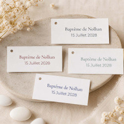 Étiquette rectangulaire baptême personnalisée – Minimaliste