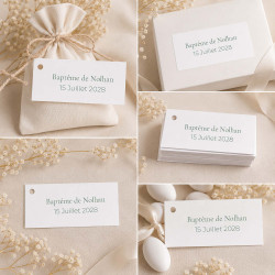 Étiquette rectangulaire baptême personnalisée – Minimaliste