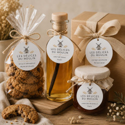 Étiquettes rondes perforées personnalisées – Packaging artisanal