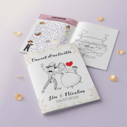 Livret d’activités mariage personnalisé – Version éco – 6 motifs au choix
